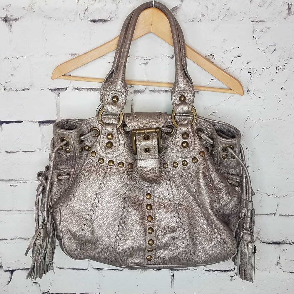 Isabella Fiore Whipstitch Silver Elaina Boho Bag